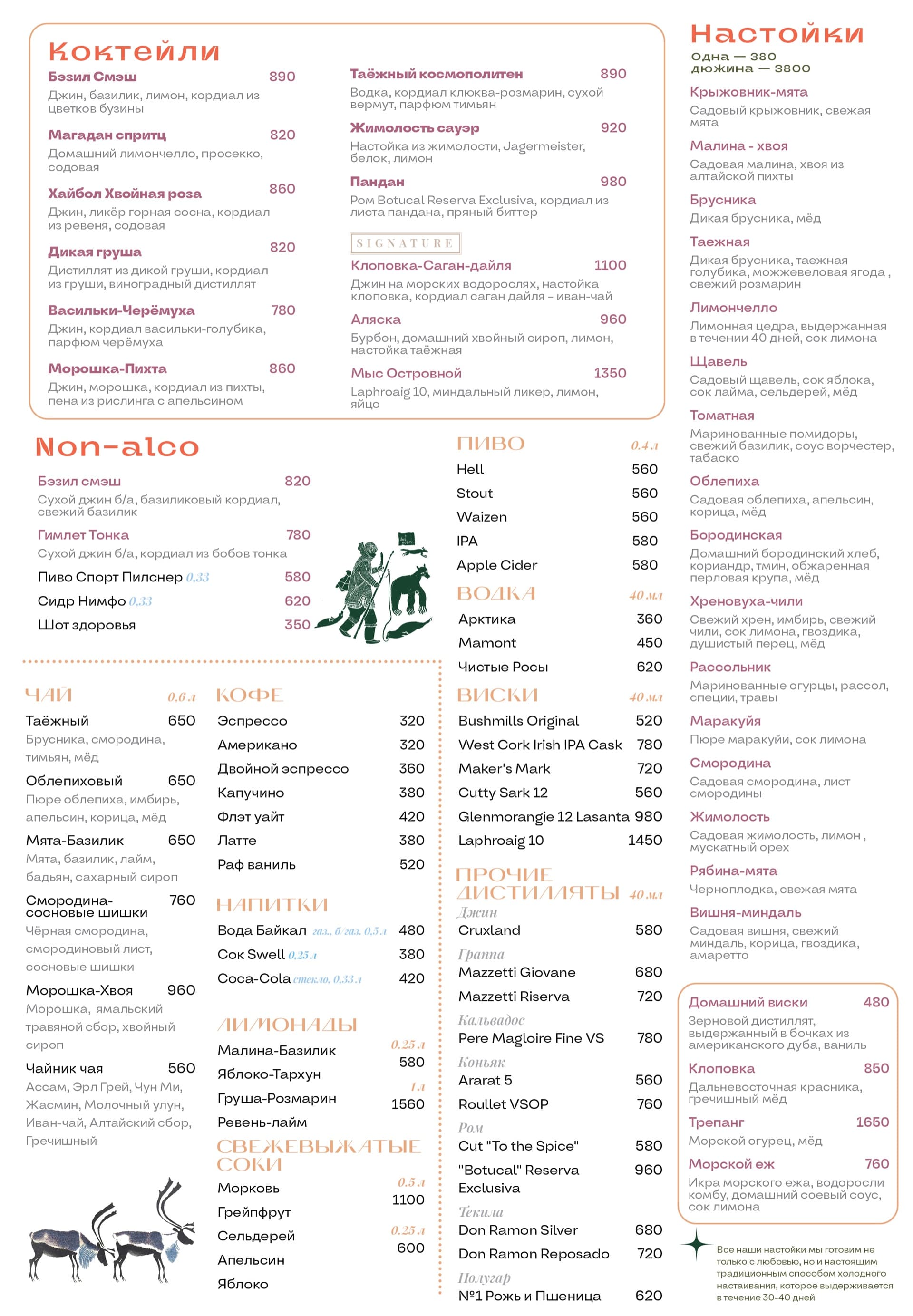 Bar menu